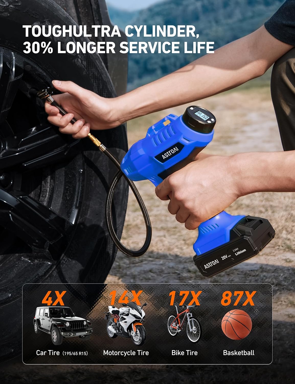 Cordless Tire Inflator Air Compressor 20V